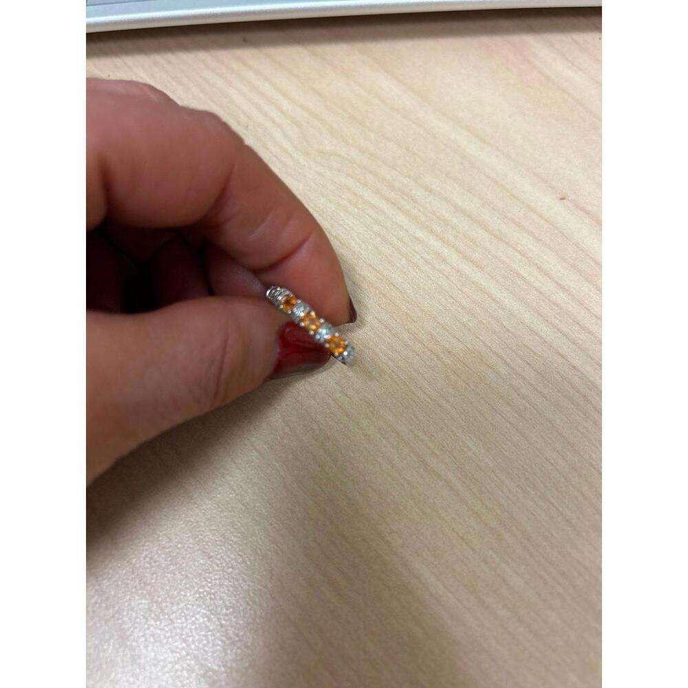 Citrine and faux diamond half-eternity band ring